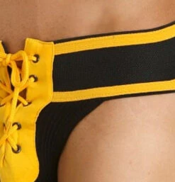 Jack Adams - Footballer Lace-Up Jockstrap - Black/Yellow -Swimming Clothing 21973 D 34254.1683764110
