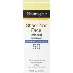 Neutrogena Sheer Zinc Face Dry Touch Broad Spectrum SPF 50 Sunscreen 2 Oz.