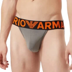 Giorgio Armani Emporio Armani - Mega Logo Jockstrap - Pewter -Swimming Clothing 63222 F2 33253.1669947205