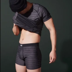 SAXX - DropTemp Cooling Mesh Boxer Brief - Black Heather -Swimming Clothing 65278LS 50254.1658263645