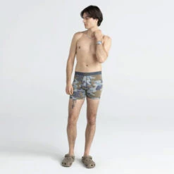 SAXX - VIBE Super Soft Boxer Brief - Grey Supersize Camo -Swimming Clothing 67605 LS 43456.1692650649