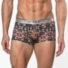 St33le - Cotton Print Low Rise Trunk - Navy/Coral Paisley