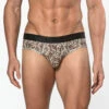St33le - Microfiber Print Low Rise Brief - Brown/Khaki Safari