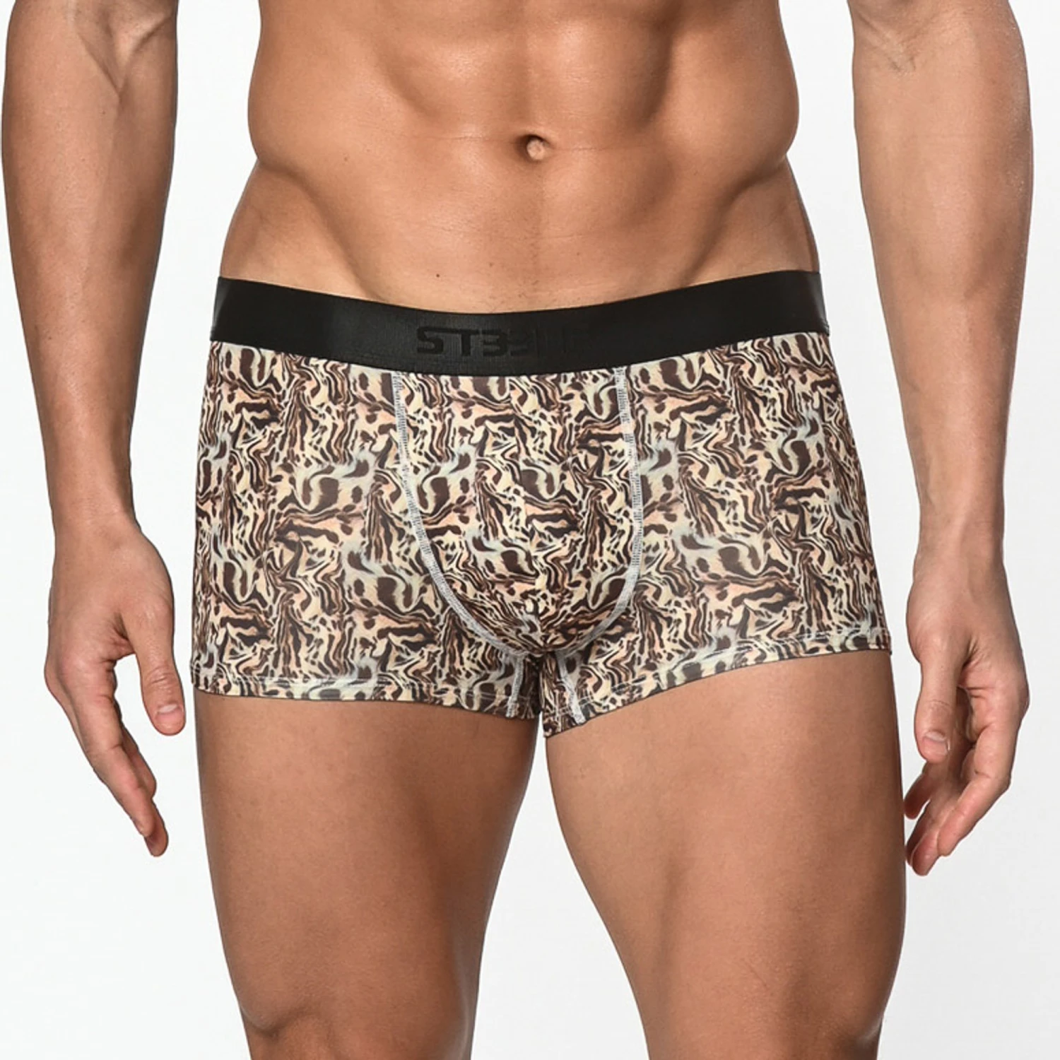 St33le - Microfiber Print Low Rise Trunk - Brown/Khaki Safari 3 St33le - Microfiber Print Low Rise Trunk - Brown/Khaki Safari