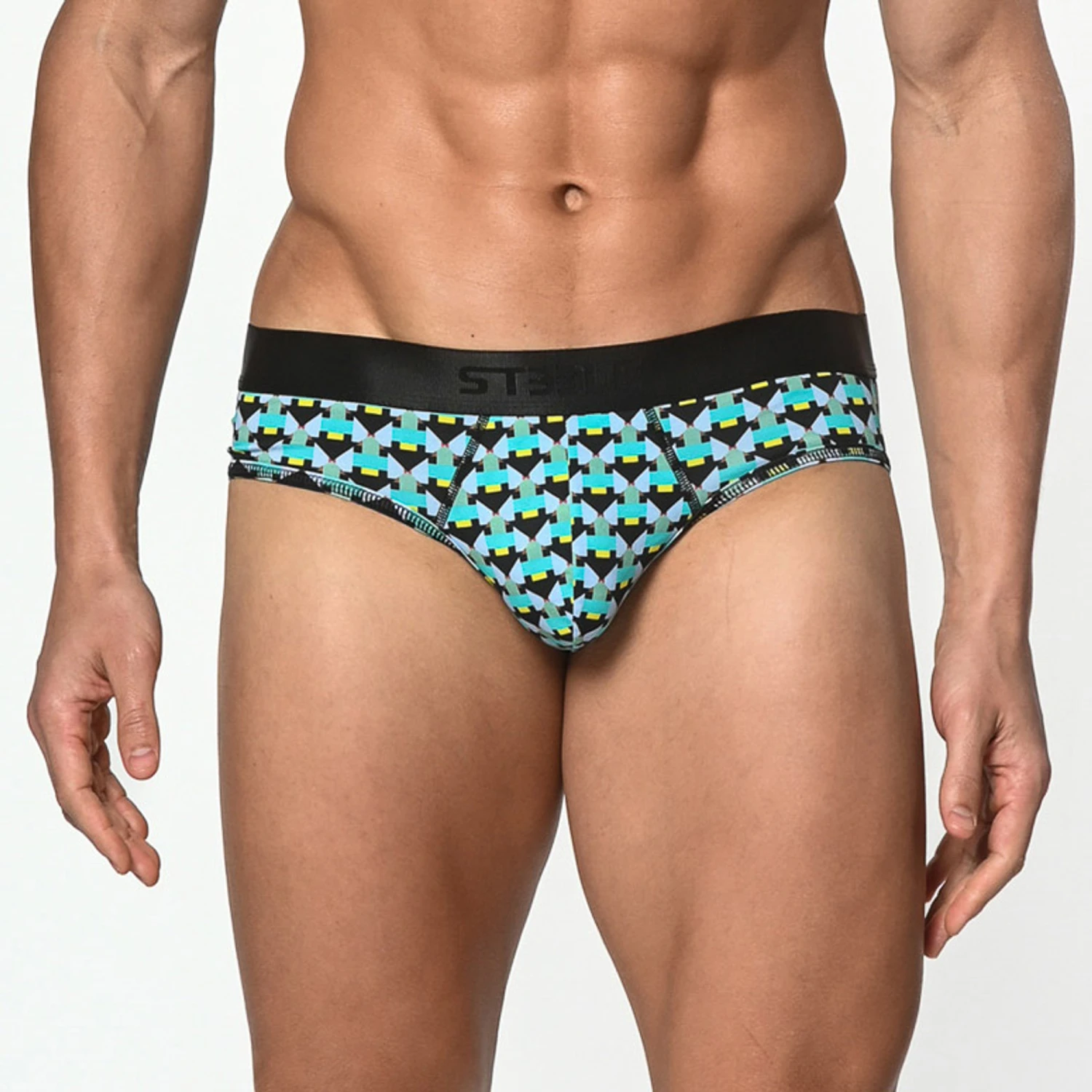 St33le - Cotton Print Low Rise Brief - Aqua/Periwinkle Matrix 3 St33le - Cotton Print Low Rise Brief - Aqua/Periwinkle Matrix