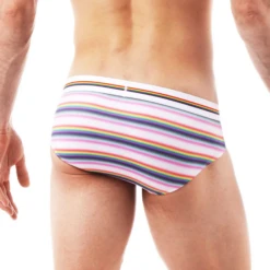 Parke & Ronan - Pride Prism Stripe Brief - White -Swimming Clothing 70327 B 15779.1684969215
