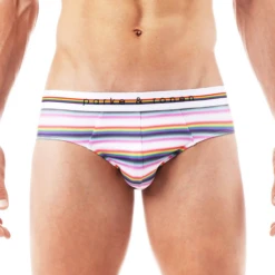 Parke & Ronan - Pride Prism Stripe Brief - White -Swimming Clothing 70327 F 90951.1684969214