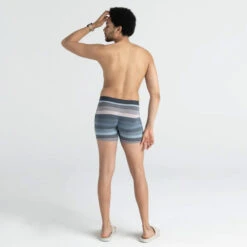 SAXX - VIBE Super Soft Boxer Brief - Hazy Stripe/Washed Blue -Swimming Clothing 71352 LS2 09441.1692654555