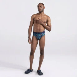 SAXX - DropTemp Cooling Cotton Brief - Floral Blue -Swimming Clothing 71359 LS 76270.1692649074