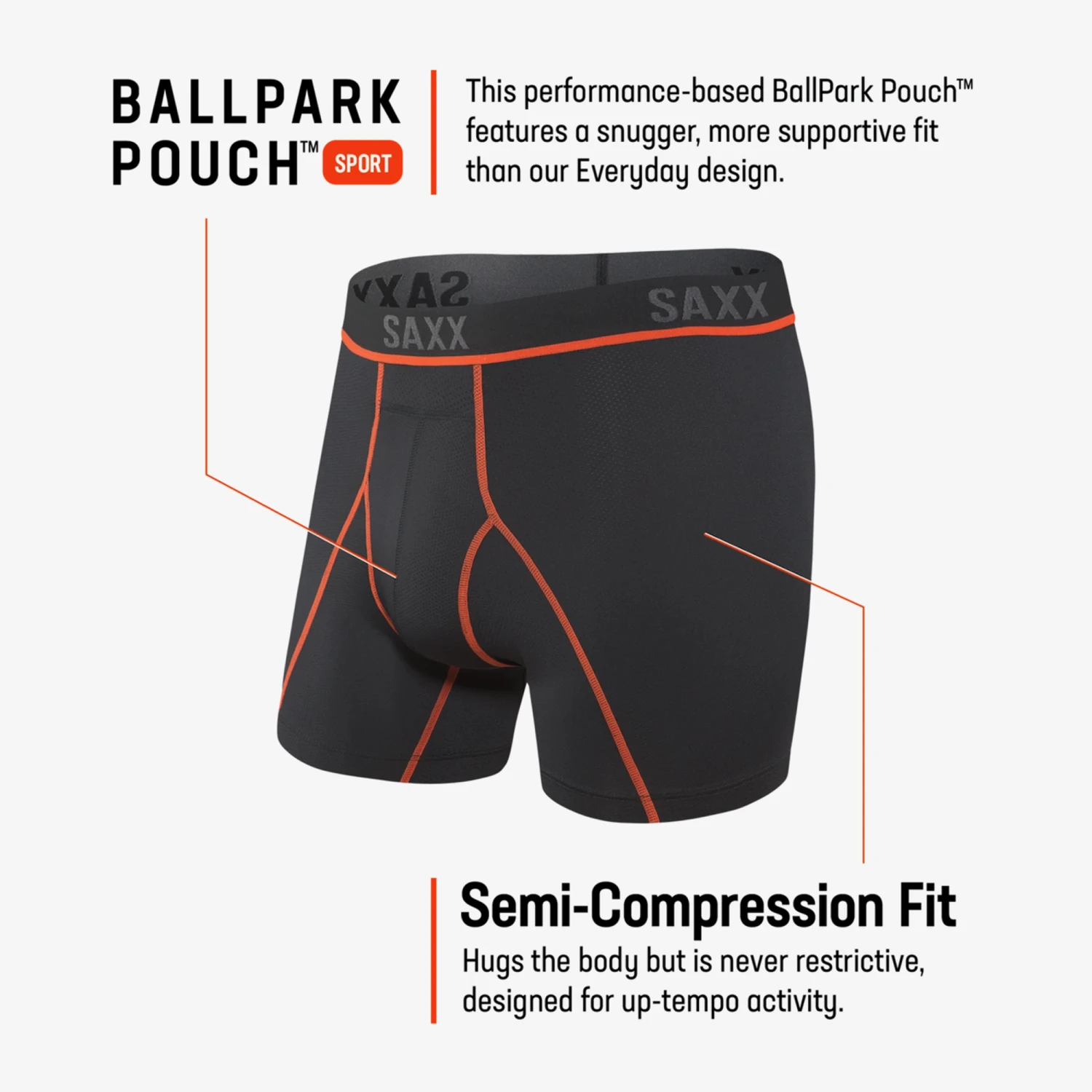 SAXX Kinetic HD Black Vermillion Boxer Briefs 5 SAXX Kinetic HD Black Vermillion Boxer Briefs - Image 3