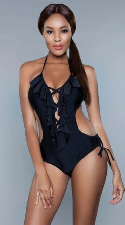 Be Wicked Violet Frills Monokini Swimsuit