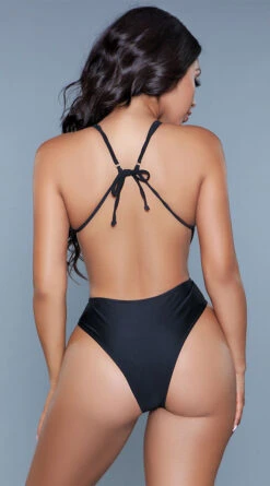 Be Wicked Trinity Tie One Piece Swimsuit -Swimming Clothing BW 1979 black back 2020JUN23576