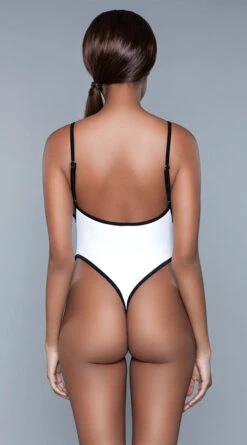 Be Wicked Payton Thong One Piece Swimsuit -Swimming Clothing BW 1981 white back 2020JUN23576