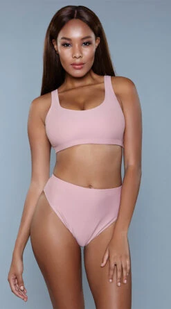 Be Wicked Vera High Waist Bikini Swimsuit -Swimming Clothing BW 1985 pink front 2020JUN23576