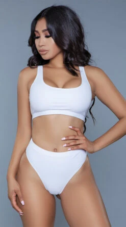 Be Wicked Vera High Waist Bikini Swimsuit -Swimming Clothing BW 1985 white front 2020JUN23576
