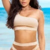 Ivory Mermaid One Shoulder Bikini -Swimming Clothing ES 67024 ShimmeryIvory Front 2023APRIL