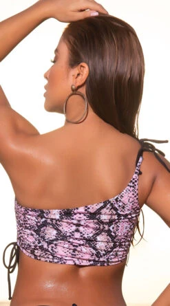 Yandy Slither & Slay One Shoulder Bikini Top -Swimming Clothing EY 4053T TOP 14 pink 2019SWIM Snake a