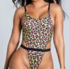Yandy Cheetah Yourself High Cut One Piece Swimsuit -Swimming Clothing EY 4173 GREEN PS01282020 1